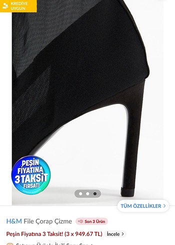 38 Beden H&M Siyah File Çorap Stiletto Çizme