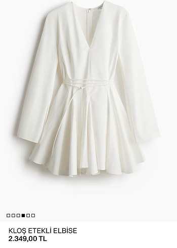 H&M Beyaz V Yaka elbise