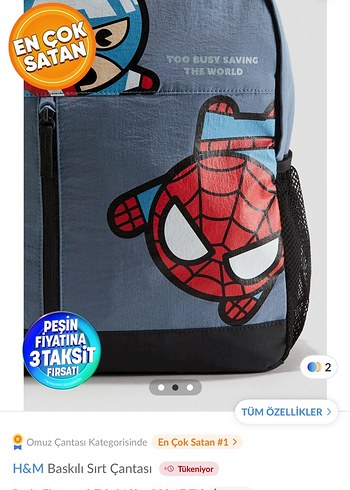 Beden H&M Marvel Baskılı Çocuk Sırt Çantası