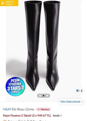 H&M H&M Siyah Diz Boyu Stiletto Çizme