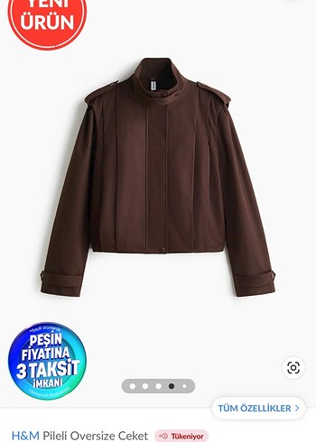 H&M Kahverengi Oversize Pileli Ceket