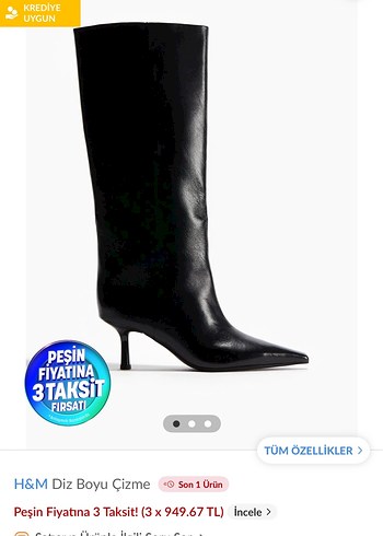 H&M Kadın Siyah Diz Boyu Stiletto Çizme