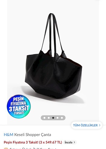 H&M H&M Siyah Deri Shopper Çanta