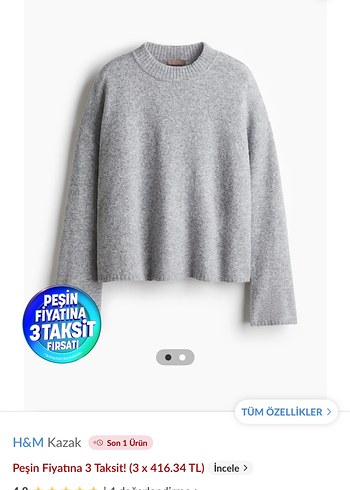 H&m Gri Triko Kadın Kazak