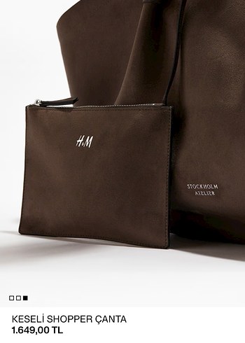 H&M Bej Süet Keseli Shopper Çanta