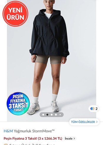 H&M Siyah Yağmurluk - Görsel 2