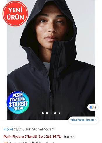 H&M Siyah Yağmurluk - Görsel 3