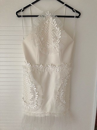 36 Beden beyaz Renk Raisa & Vanessa S beden beyaz kısa gece elbisesi