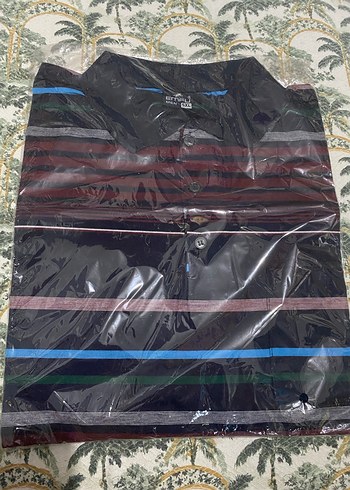 Çok Renkli çizgili Kısa Kollu Polo Tişört - Görsel 5