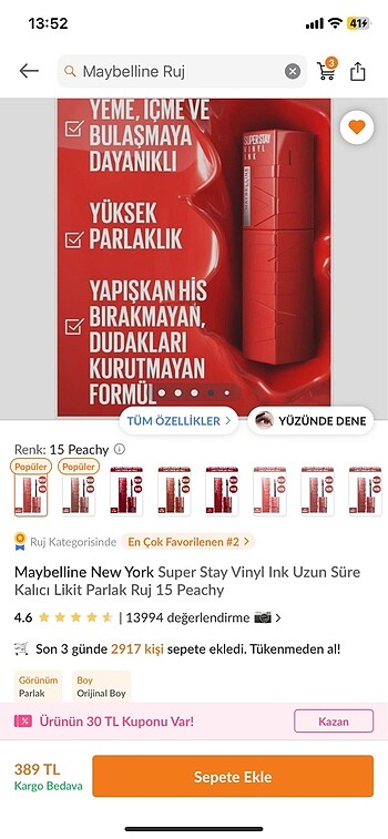 Beden maybelline vinly ink 15