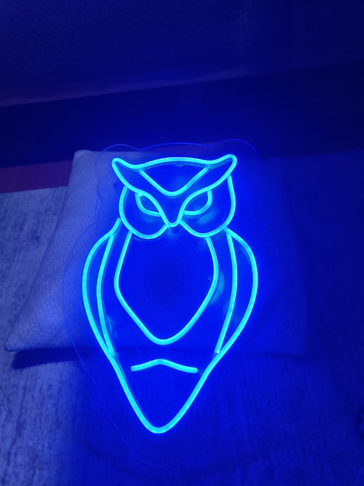 Renkli Mavi Baykuş Neon Lamba - Görsel 2