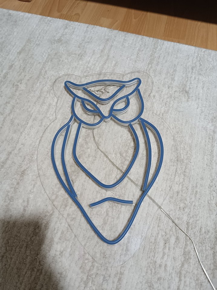 Renkli Mavi Baykuş Neon Lamba - Görsel 3