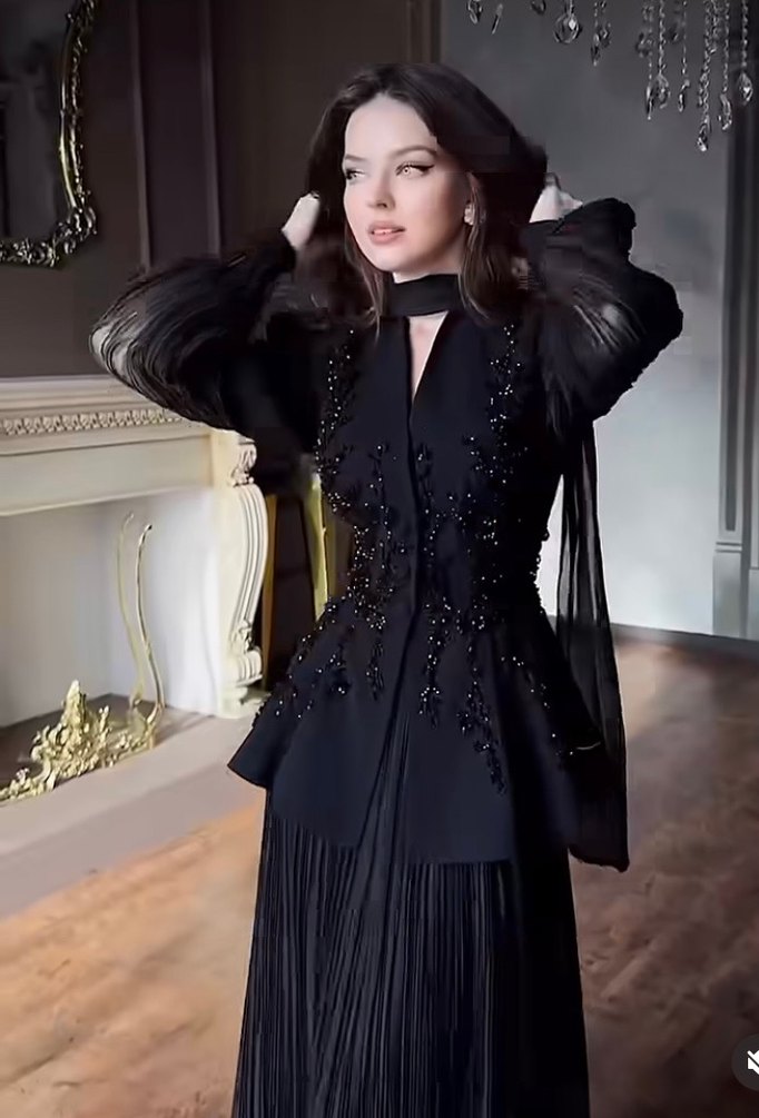 Uzun Kollu Siyah uzun elbise - Görsel 2