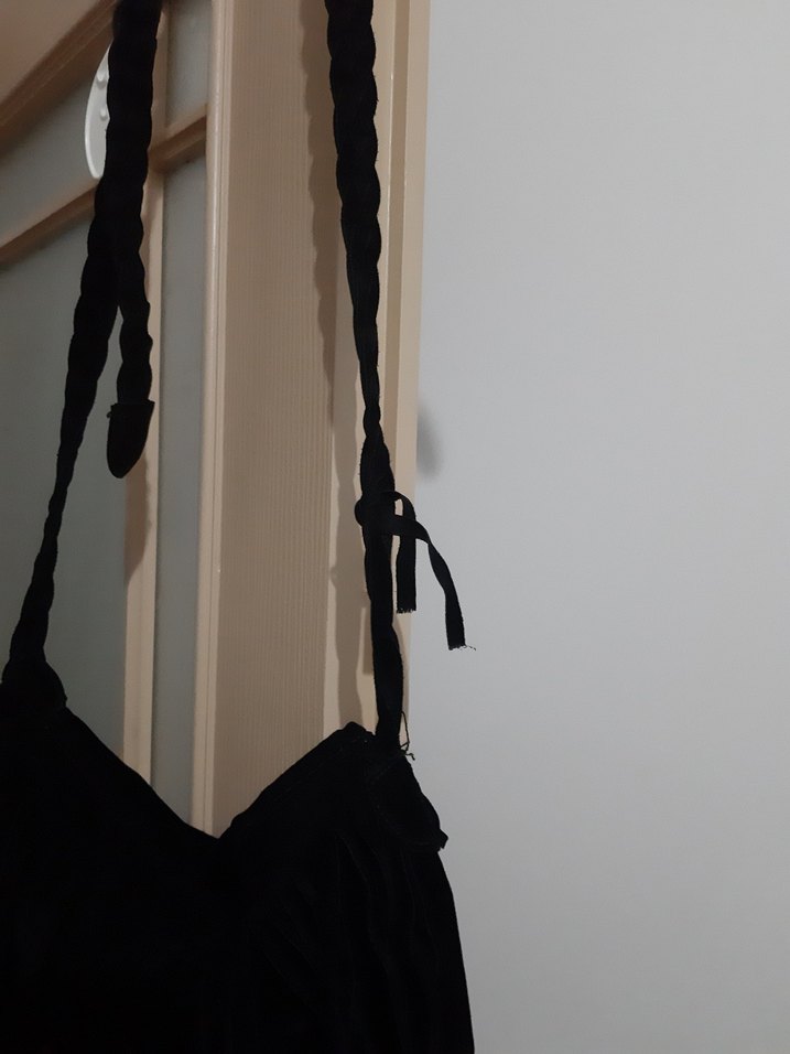 Siyah Süet Püsküllü Bohem Kadın Çanta - Görsel 2