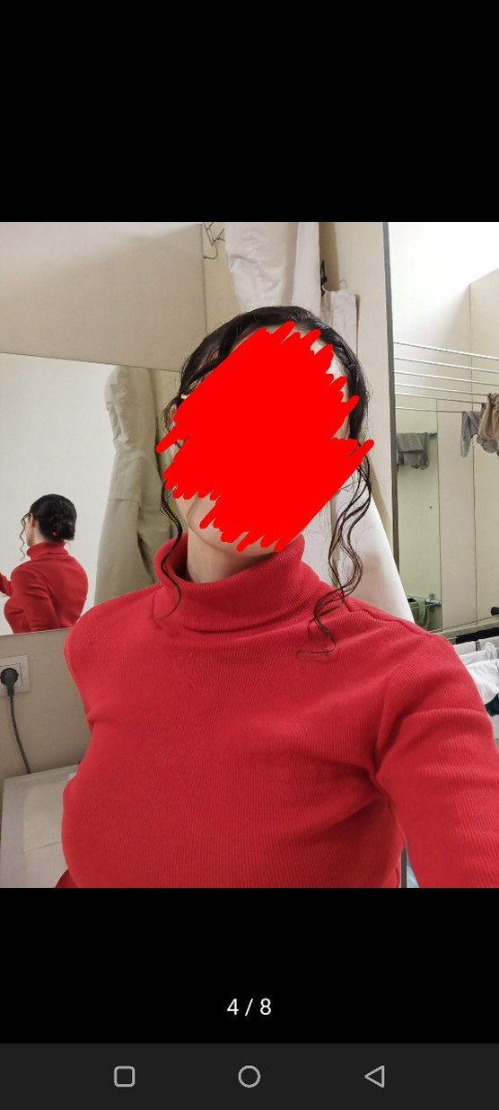 Kırmızı Fitilli Boğazlı Kadın Crop Kazak Bluz - Görsel 4