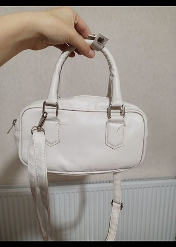 Beyaz Ekru Deri Kadın Günlük Çanta - Görsel 6