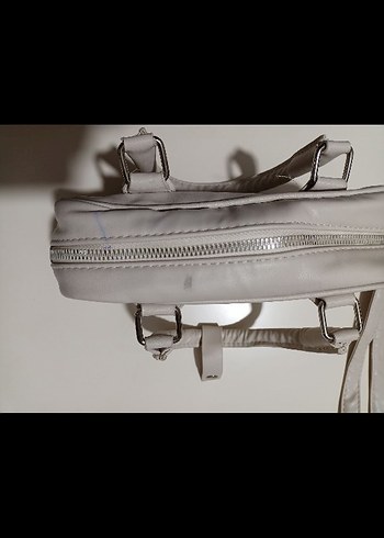 Beyaz Ekru Deri Kadın Günlük Çanta - Görsel 8