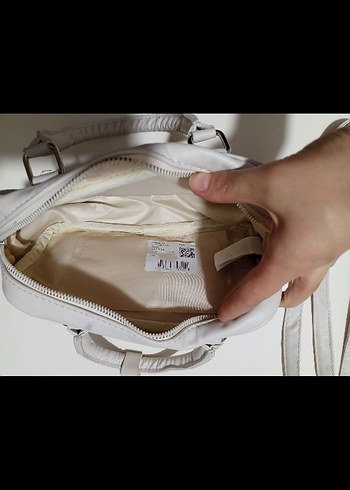 Beyaz Ekru Deri Kadın Günlük Çanta - Görsel 3