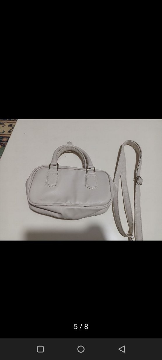 Beyaz Ekru Deri Kadın Günlük Çanta - Görsel 5
