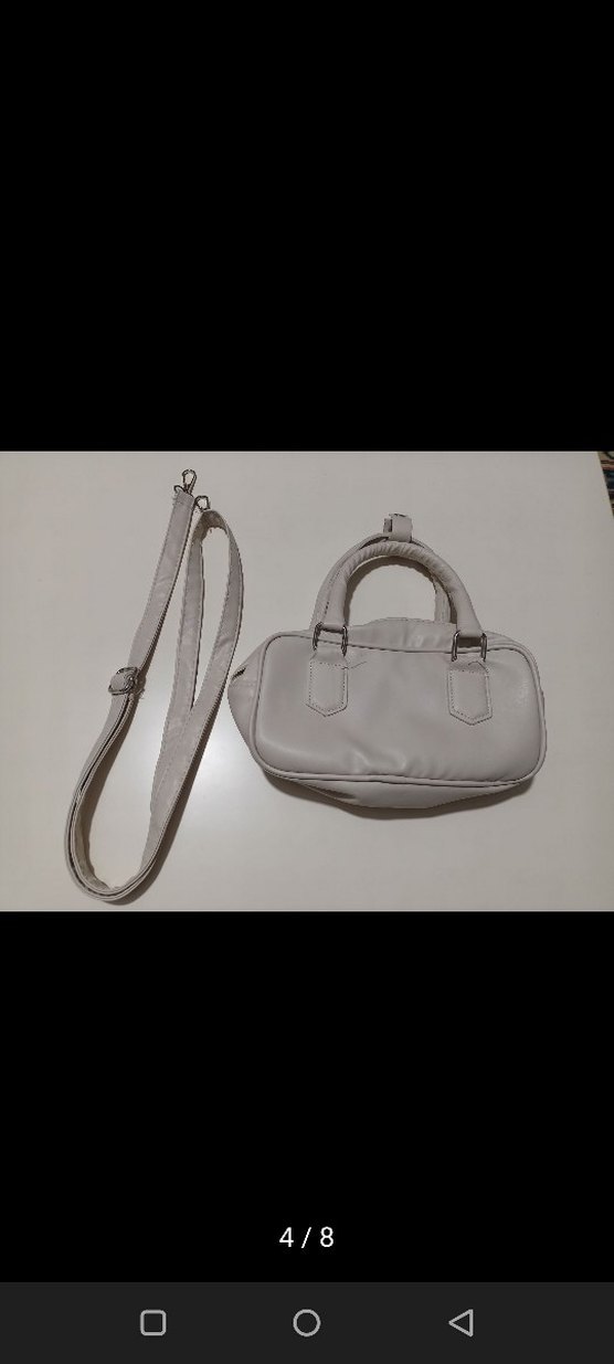 Beyaz Ekru Deri Kadın Günlük Çanta - Görsel 4