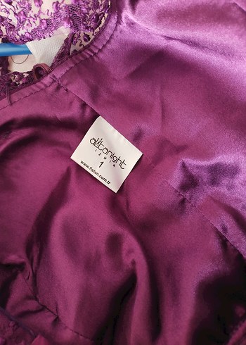 Mor Midi Dantel Tül Detaylı Boncuklu Abiye Elbise - Görsel 9