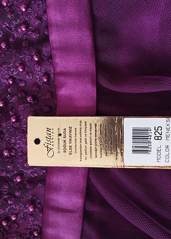 Mor Midi Dantel Tül Detaylı Boncuklu Abiye Elbise - Görsel 10