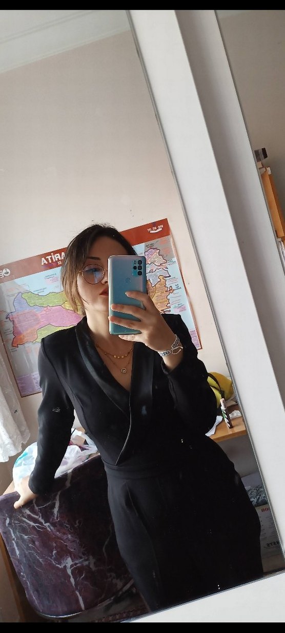 Siyah Saten Detaylı Kadın Uzun Kollu Tulum - Görsel 4