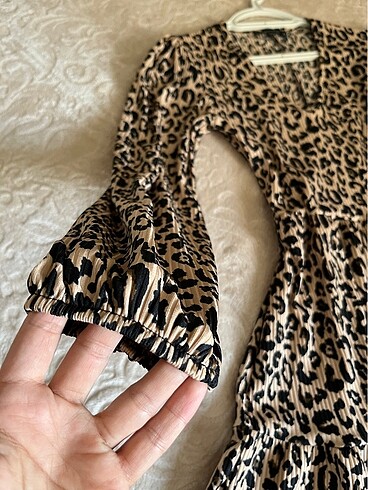 xs Beden camel Renk Leopar elbise