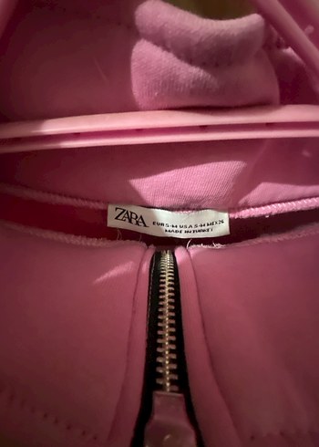 Fermuarlı Yüksek Yakalı Pembe Sweatshirt - Görsel 2