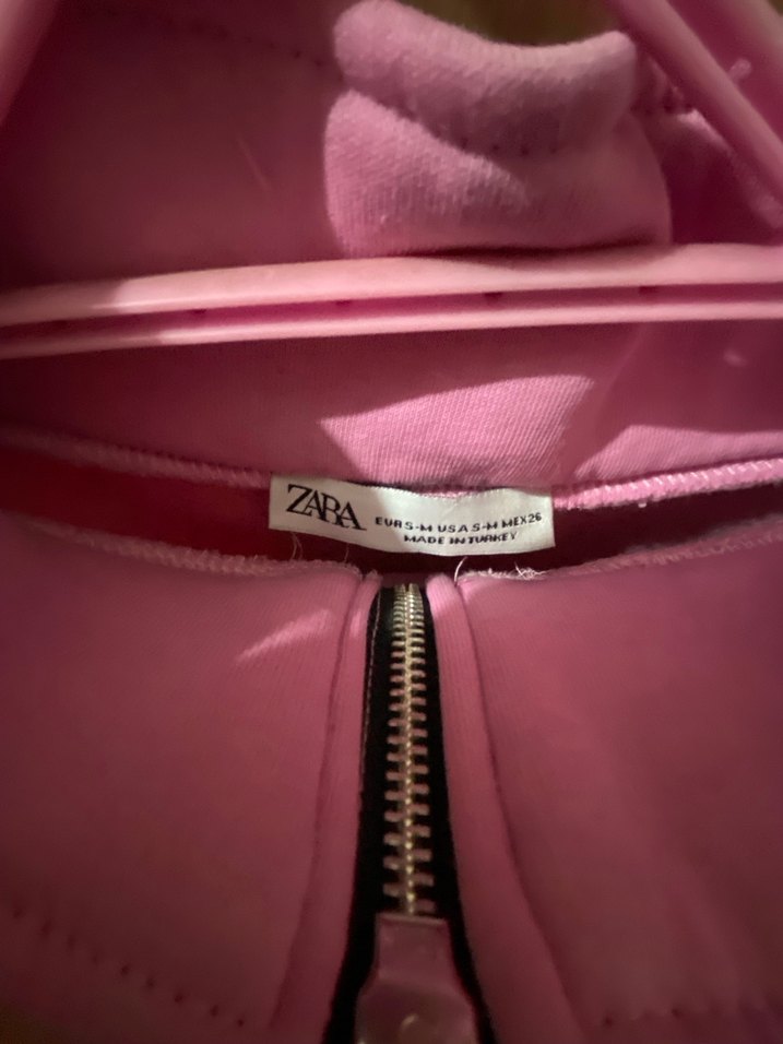 Fermuarlı Yüksek Yakalı Pembe Sweatshirt - Görsel 2