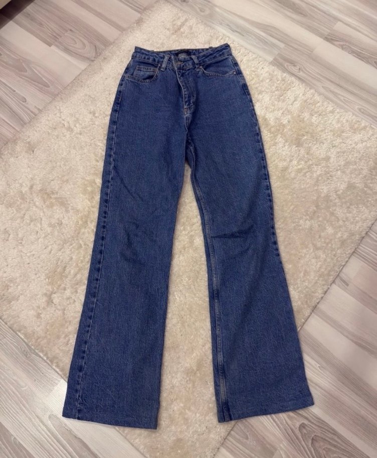 TrendYol Kadın Gri Kürklü Mavi Denim Pantolon - Görsel 2