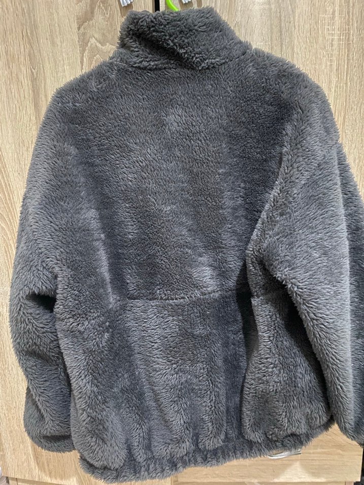 Gri Kadın Peluş Fermuarlı Ceket - Görsel 2