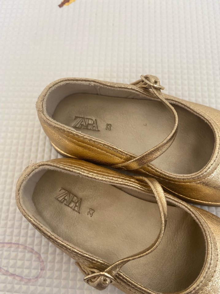 Zara Kız Çocuk Altın Renkli Tokalı Babet - Görsel 5