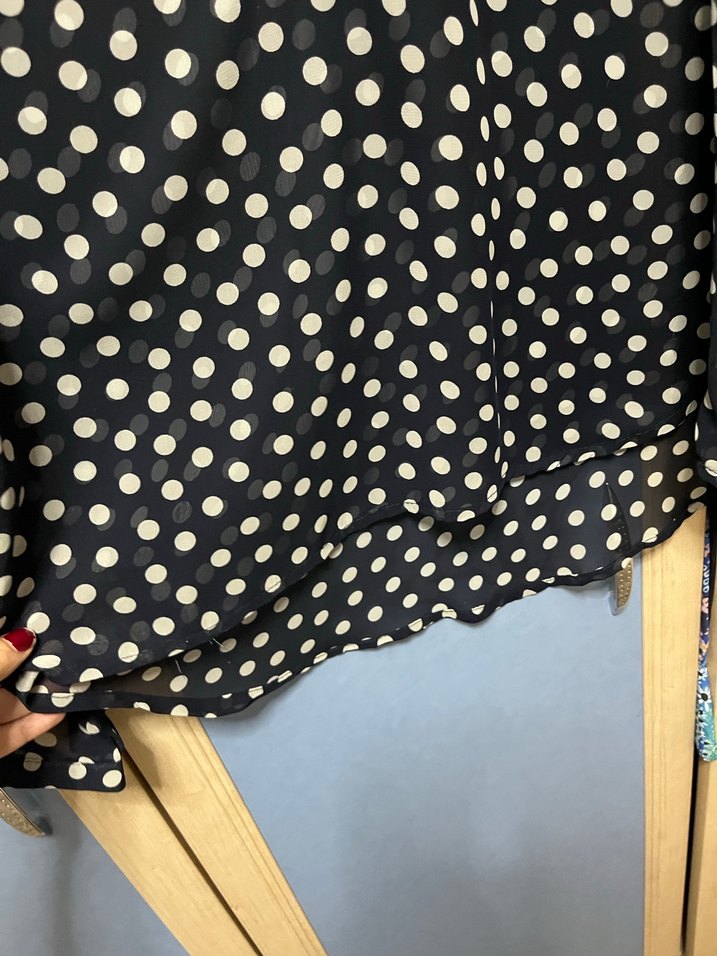 Lacivert Puantiyeli Uzun Kollu Gömlek - Görsel 3