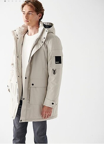 Mavi jeans erkek kapşonlu parka 