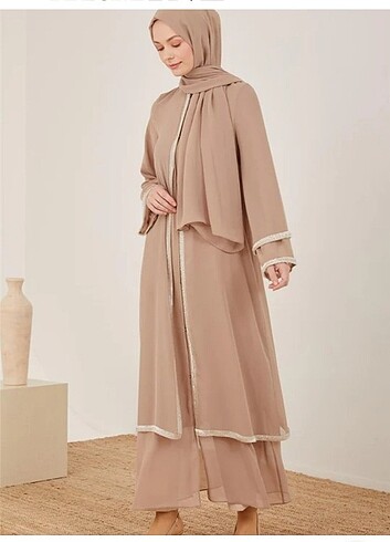 Armine şık abaya bej 38 beden 
