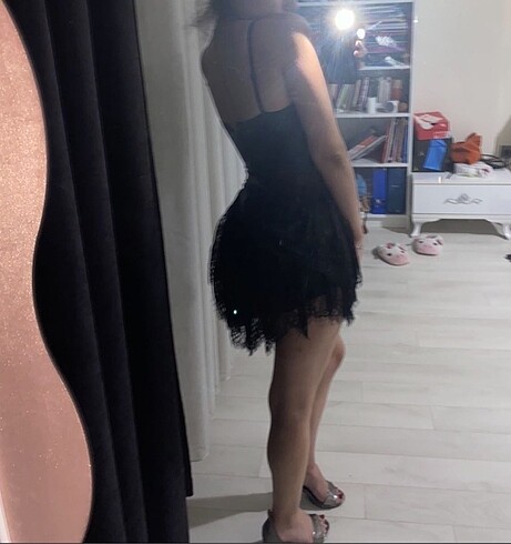 Zara siyah mini korse elbise tüllü