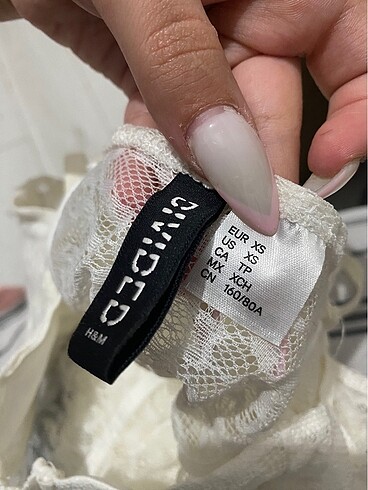 xs Beden beyaz mini dantelli elbise H&M