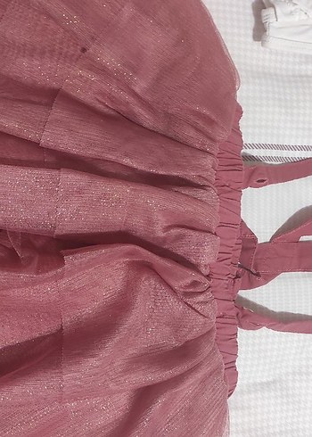 Pembe Parlak Fırfırlı Kız Eteği
