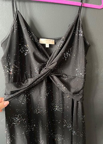 Simli Siyah Mini Gece Elbisesi - Görsel 3