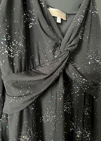 Simli Siyah Mini Gece Elbisesi - Görsel 4