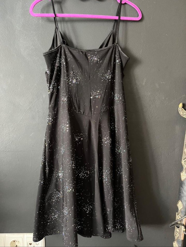 Simli Siyah Mini Gece Elbisesi - Görsel 5