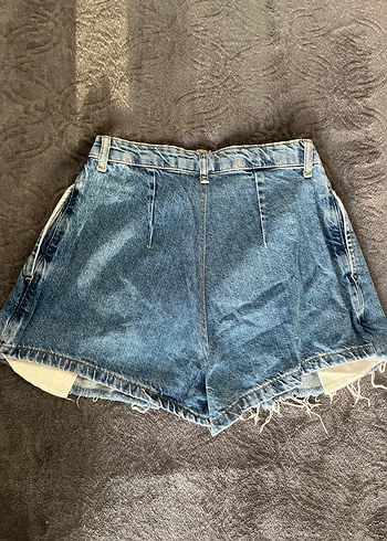 Pileli Mini Denim Şort Etek - Görsel 4