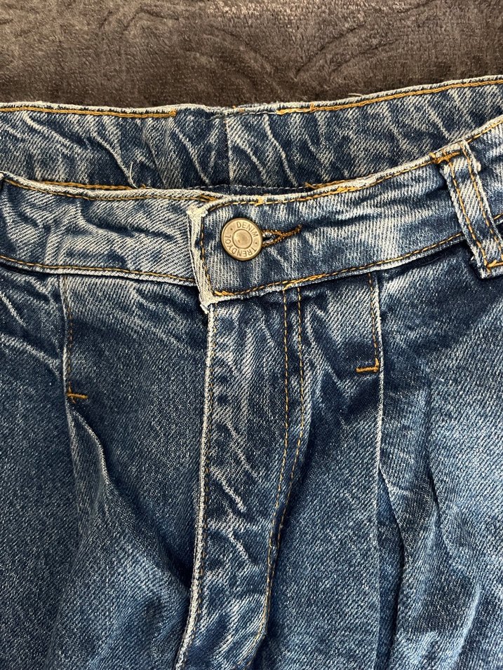 Pileli Mini Denim Şort Etek - Görsel 3
