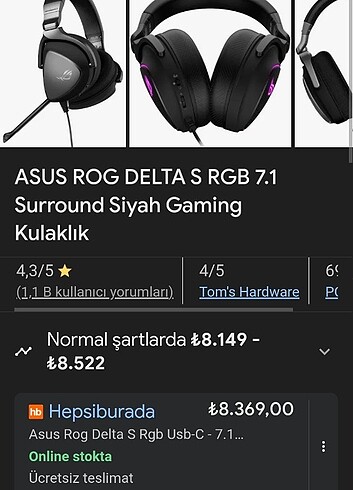 Asus delta core gaming kulaklık