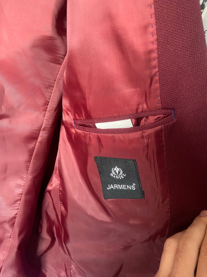 Düğmeli Bordo Erkek Blazer Ceket - Görsel 3