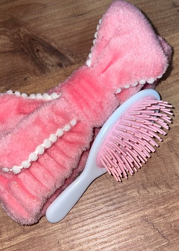 Pembe Peluş Saç Bandı ve Flamingo Fırça Seti - Görsel 3