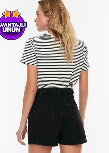 l Beden siyah Renk Trendyol & Milla Siyah Düğmeli Mini Denim Etek
