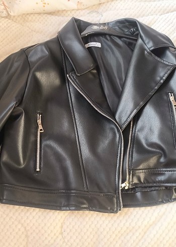 crop suni deri ceket - Görsel 3