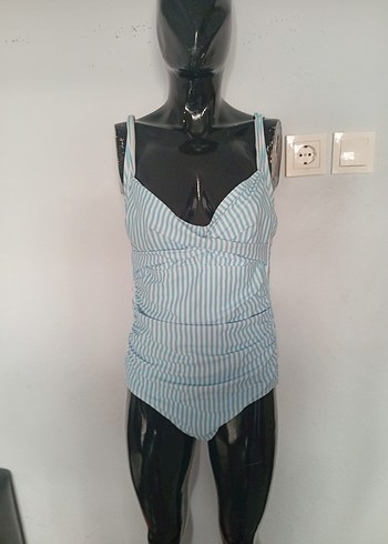 Mavi Çizgili Pilili Mini Mayo - Görsel 2